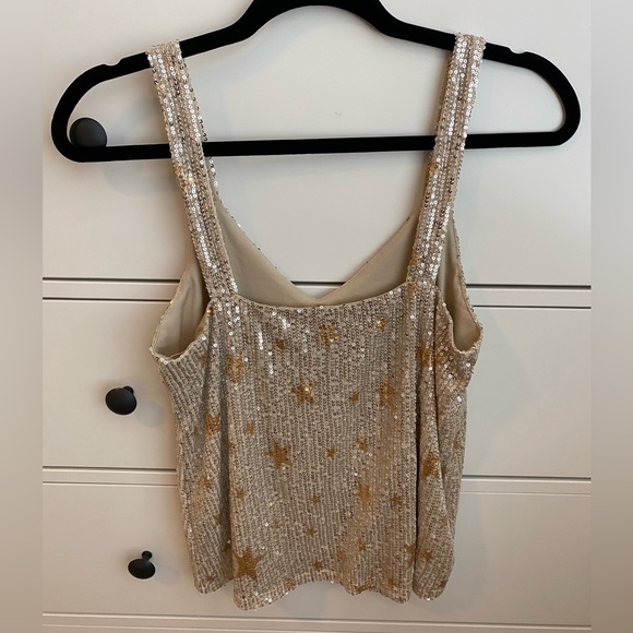 Altar’d State Gold Sequin Star Tank Top - Picture 2 of 4